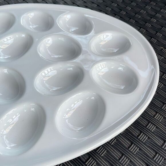 Target Home White Egg Shaped Ceramic Deviled Egg Serving Platter Plate - Picture 13 of 16